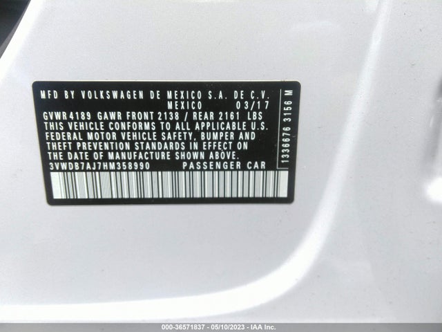 3VWDB7AJ7HM358990 Volkswagen Jetta 1.4t Se