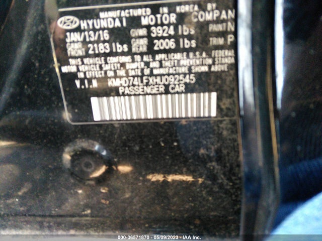 Hyundai ELANTRA SE 2017 KMHD74LFXHU092545 Image 11