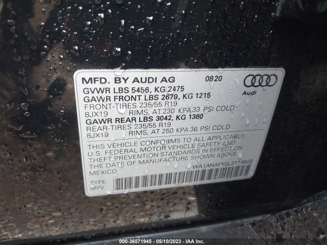 WA1ANAFY6L2114628 Audi Q5 Premium/titanium Premium