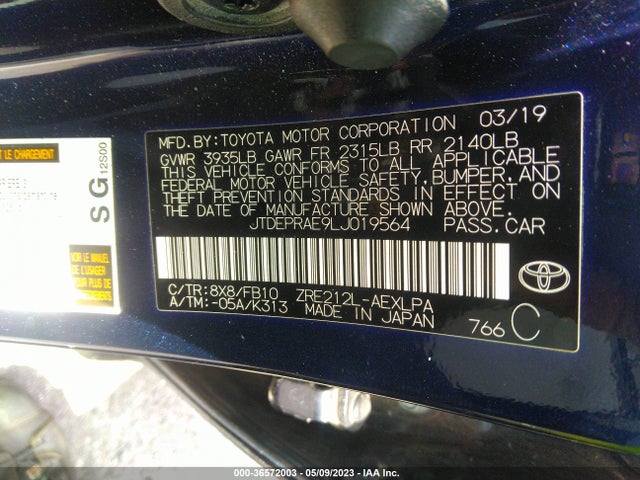 Toyota COROLLA LE 2020 JTDEPRAE9LJ019564 Image 10