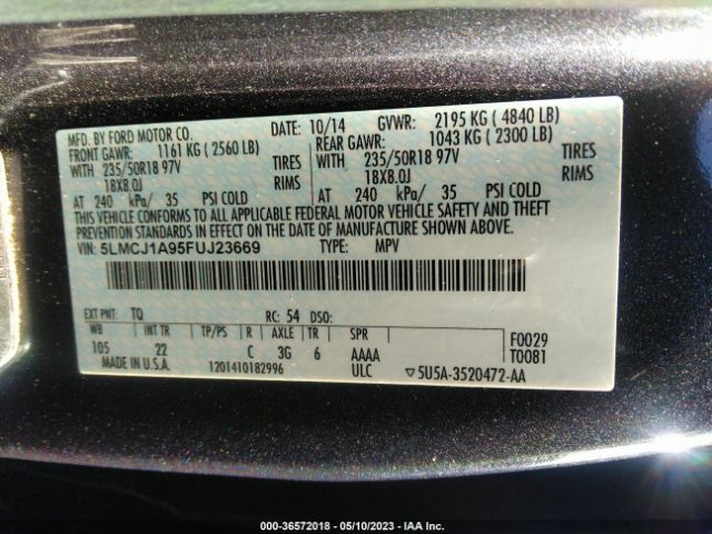 5LMCJ1A95FUJ23669 Lincoln MKC