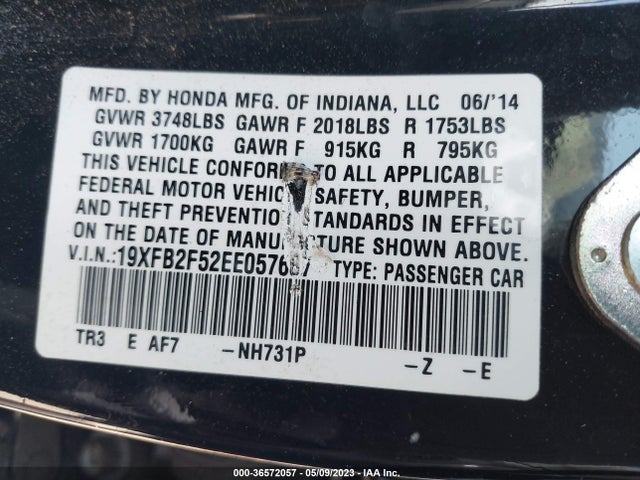 2014 HONDA CIVIC SEDAN LX VIN: 19XFB2F52EE057687