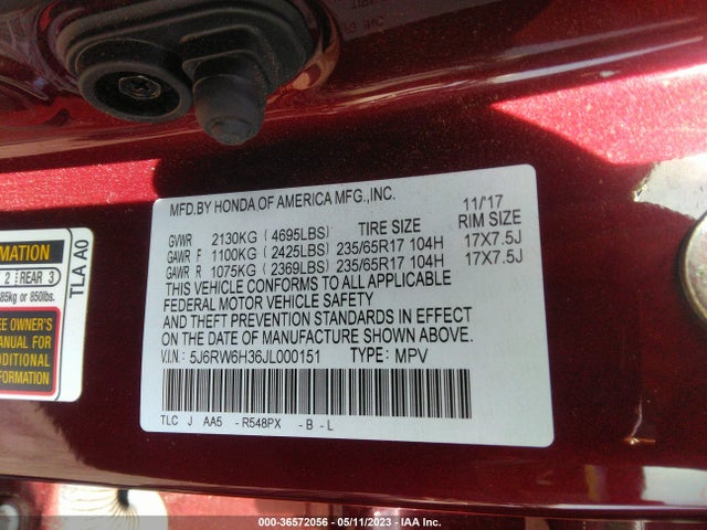 Honda CR-V LX 2018 5J6RW6H36JL000151 Image 9
