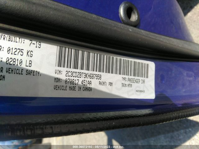 2C3CDZBT3KH687958 Dodge Challenger R/t
