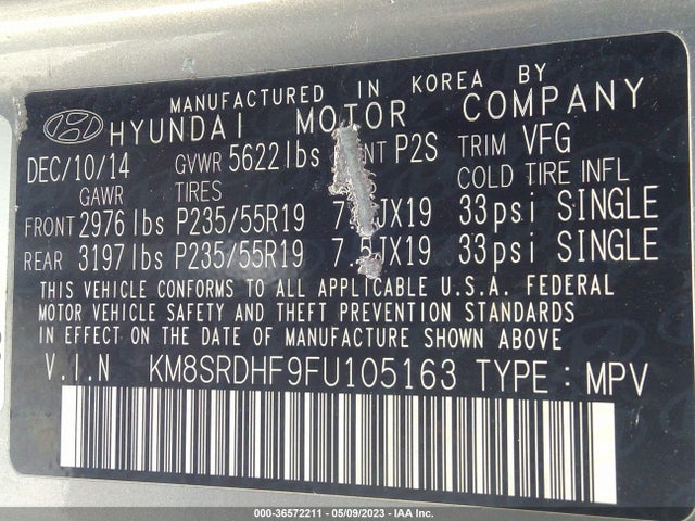 Hyundai Santa Fe Gls 2015 KM8SRDHF9FU105163 Image 11
