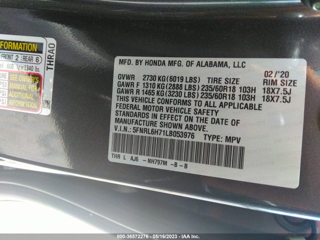 Honda Odyssey Ex-l 2020 5FNRL6H71LB053976 Image 9