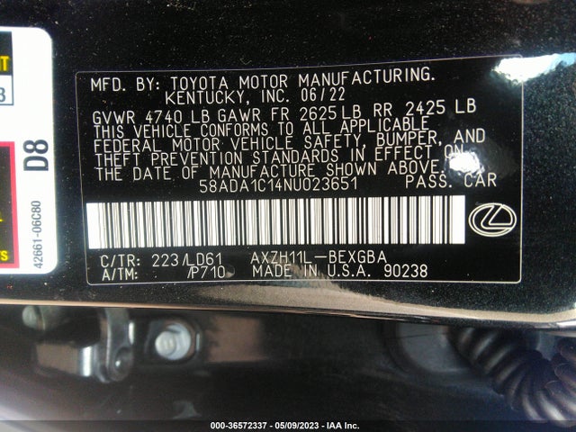 58ADA1C14NU023651 Lexus Es Es 300h