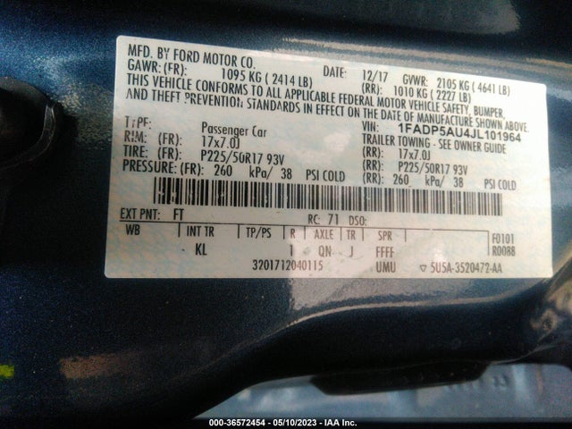 2018 Ford C-Max, VIN: 1FADP5AU4JL101964