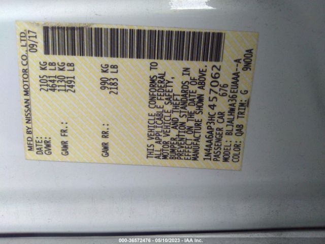 1N4AA6AP3HC457062 Nissan Maxima Platinum