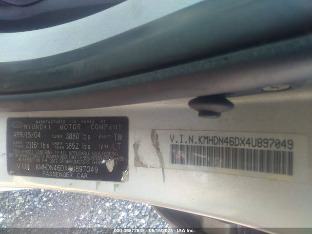 2004 HYUNDAI ELANTRA GLS/GT VIN: KMHDN46DX4U897049