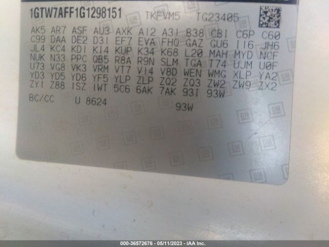 1GTW7AFF1G1298151 GMC Savana 2500 Work Van