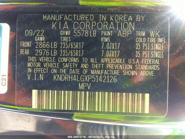 2023 KIA SORENTO HYBRID EX VIN: KNDRH4LGXP5142126