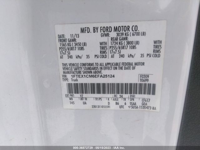 1FTEX1CM6EFA25124 Ford F-150 Xl/stx/xlt
