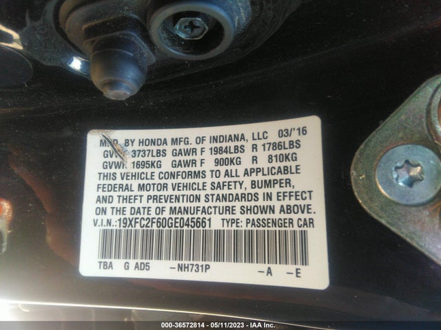 Honda Civic Sedan Lx 2016 19XFC2F60GE045661 Image 10