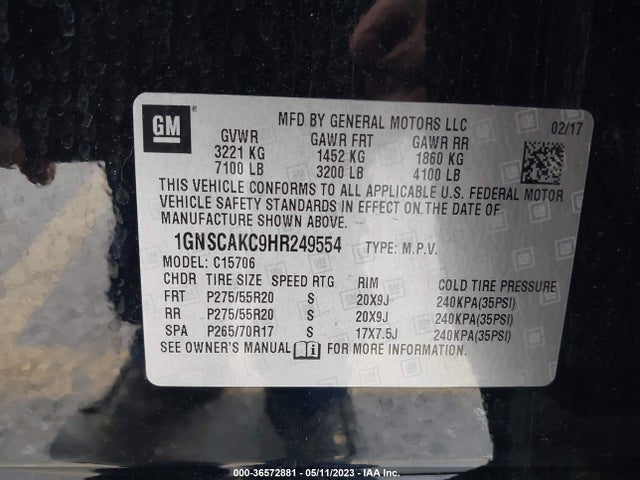 Chevrolet Tahoe Ls 2017 1GNSCAKC9HR249554 Image 10