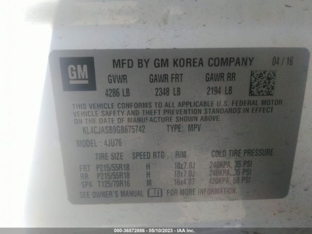 KL4CJASB9GB675742 Buick Encore