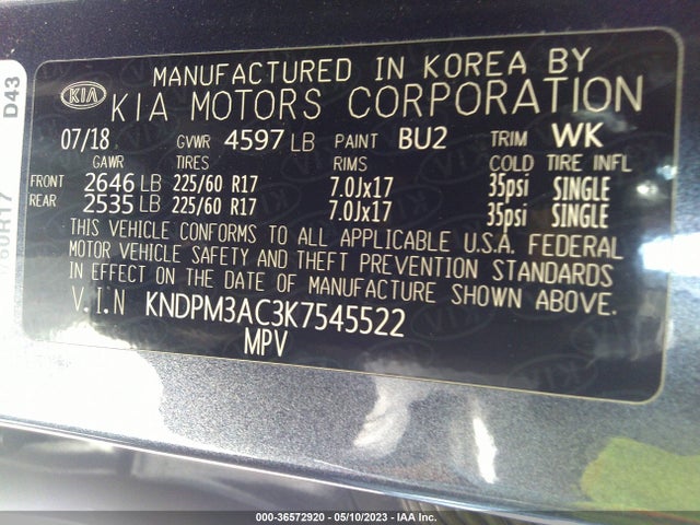 KIA Sportage Lx 2019 KNDPM3AC3K7545522 Image 10