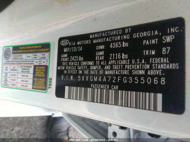 5XXGM4A72FG355068 KIA Optima Lx