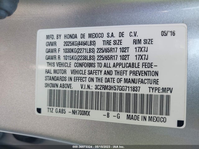 Honda CR-V EX 2016 3CZRM3H57GG711837 Image 9