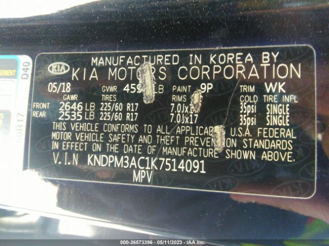 KNDPM3AC1K7514091 KIA Sportage Lx
