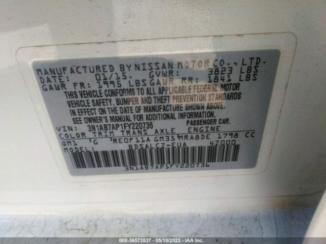 3N1AB7AP1FY220736 Nissan Sentra Sr/sl/s/sv/fe+ S
