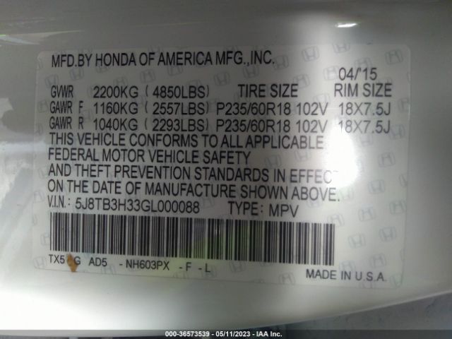 5J8TB3H33GL000088 Acura RDX