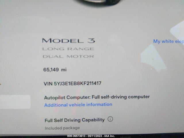 Tesla Model 3 Long Range/performance 2019 5YJ3E1EB8KF211417 Image 9