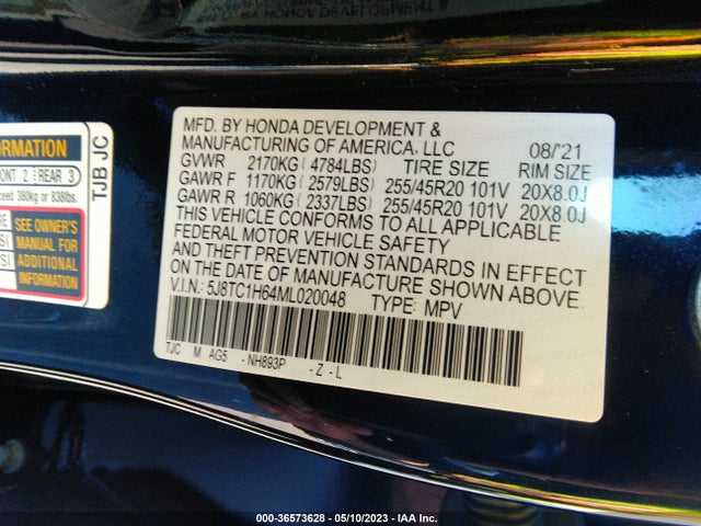 5J8TC1H64ML020048 Acura Rdx W/a-spec Package