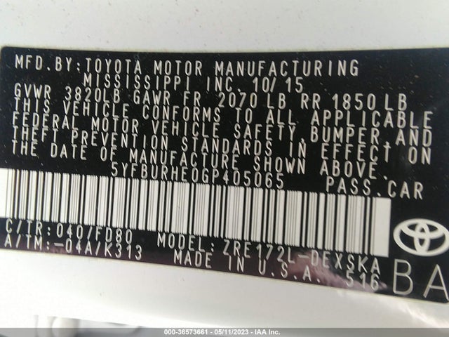 Toyota Corolla L/le/s/s Plus/le Plus 2016 5YFBURHE0GP405065 Image 10