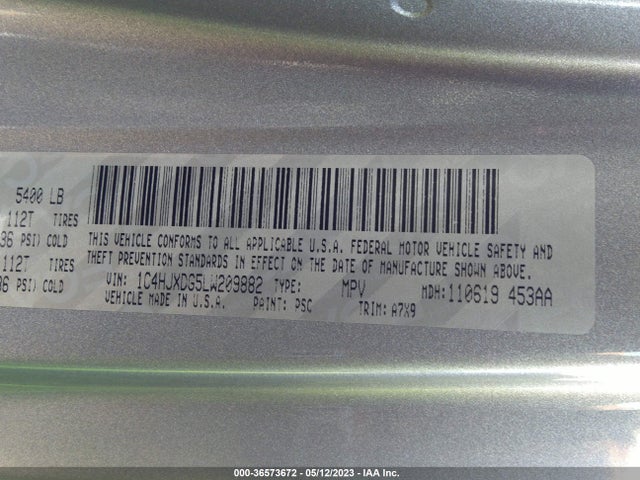 1C4HJXDG5LW209882 Jeep Wrangler Unlimited Sport S