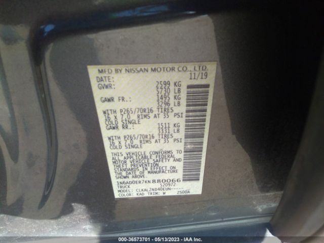 1N6AD0ER7KN880066 Nissan Frontier Sv