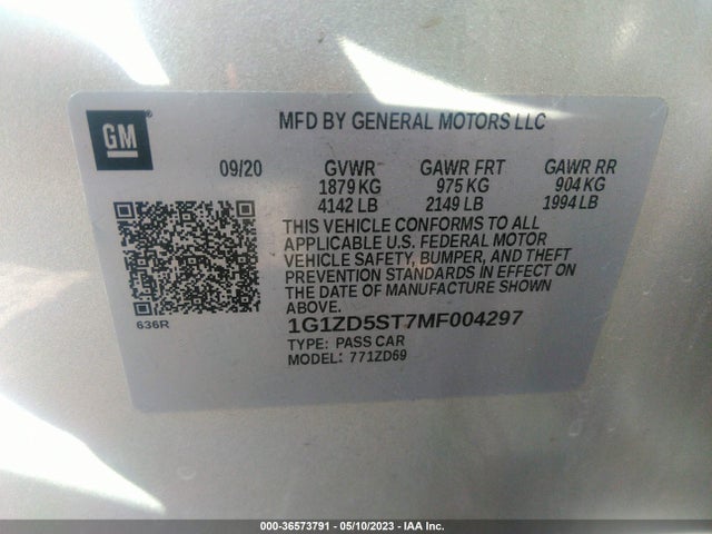 Chevrolet MALIBU LT 2021 1G1ZD5ST7MF004297 Image 9