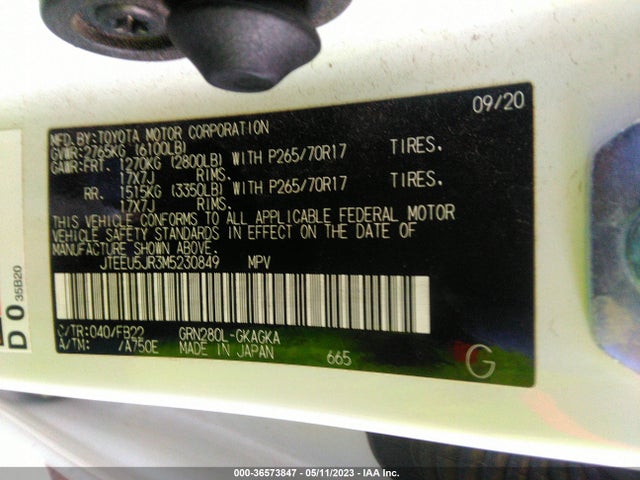 Toyota 4RUNNER SR5 2021 JTEEU5JR3M5230849 Image 10