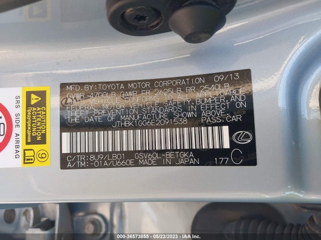 JTHBK1GG6E2091538 Lexus ES 350