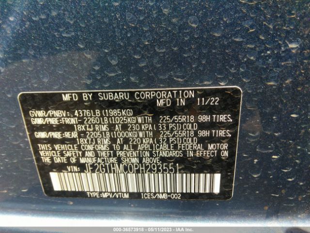 JF2GTHMC0PH293551 Subaru Crosstrek Limited