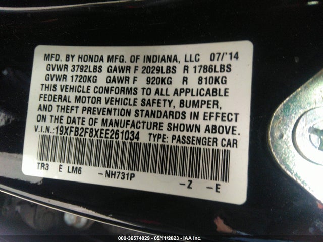 Honda Civic Sedan Ex 2014 19XFB2F8XEE261034 Image 9