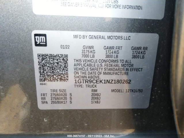 GMC Sierra 1500 Limited Elevation 2022 1GTR9CEK1NZ180262 Image 9