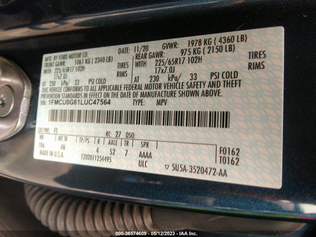 Ford ESCAPE SE 2020 1FMCU0G61LUC47564 Image 9