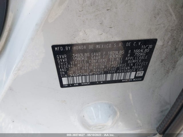 2020 HONDA FIT LX VIN: 3HGGK5H46LM732973