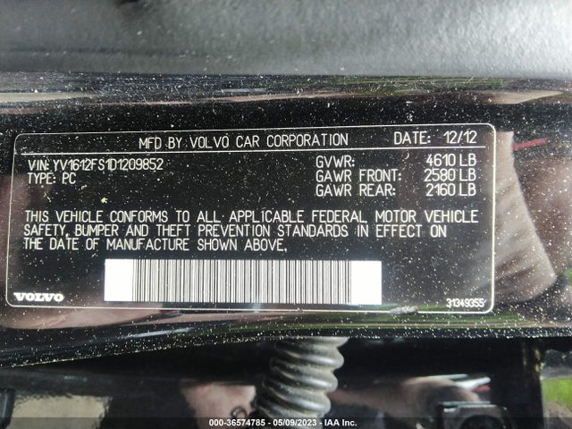 2013 VOLVO S60 T5 VIN: YV1612FS1D1209852