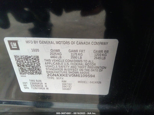Chevrolet EQUINOX LT 2021 2GNAXKEV0M6109594 Image 9