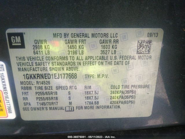 1GKKRNED1EJ177668 GMC ACADIA SLE