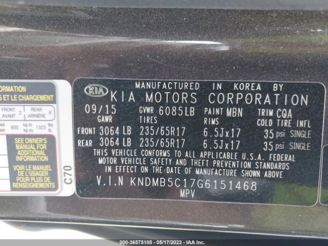 KNDMB5C17G6151468 KIA SEDONA LX