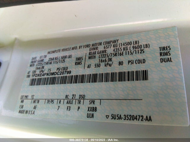 2021 Ford E-Series, VIN: 1FDXE4FN3MDC20799