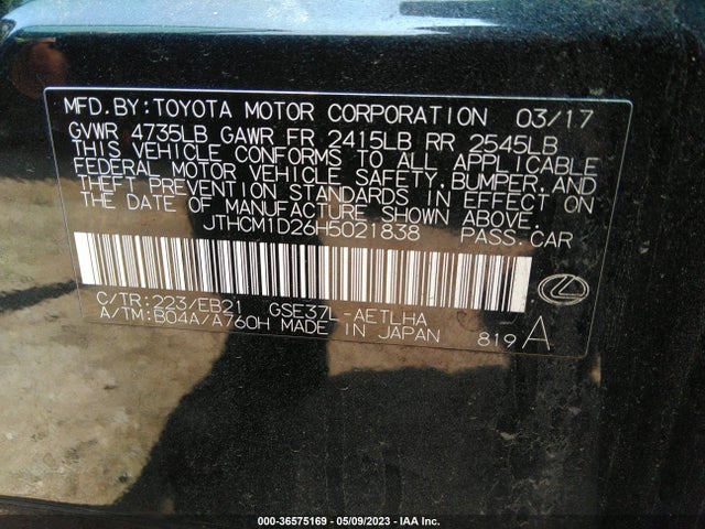 JTHCM1D26H5021838 Lexus Is Is 300