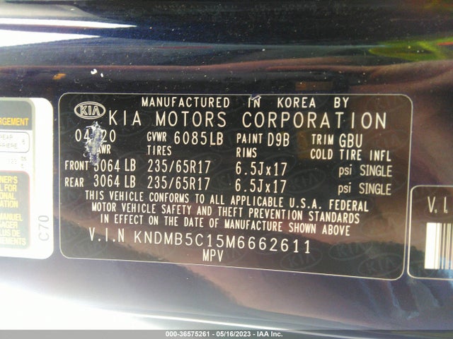 2021 Kia Sedona, VIN: KNDMB5C15M6662611