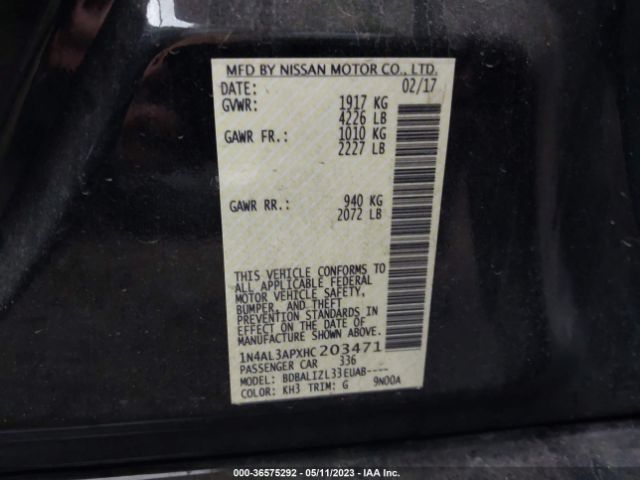1N4AL3APXHC203471 Nissan Altima 2.5 Sv