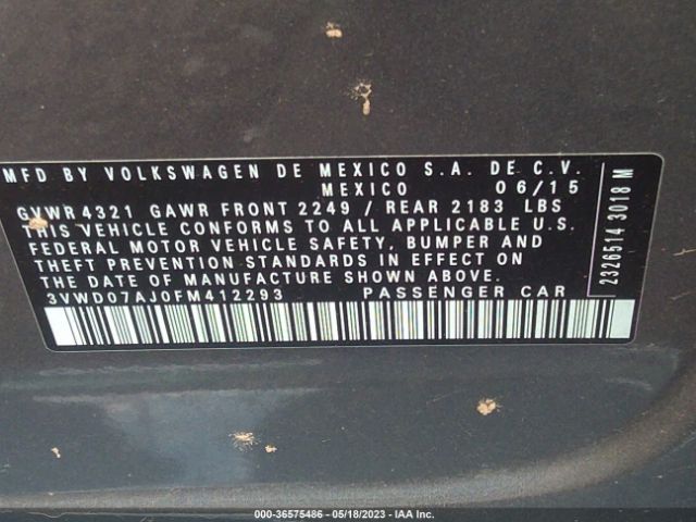 3VWD07AJ0FM412293 Volkswagen Jetta 1.8t Se