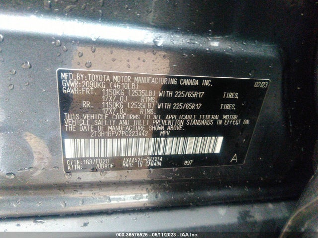 2023 TOYOTA RAV4 LE VIN: 2T3H1RFV7PC223442