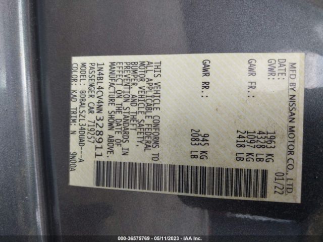 1N4BL4CV4NN328911 Nissan Altima 2.5 Sr